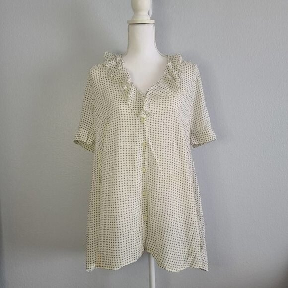 Anthropologie 11.1 Tylho Minnie Blouse Cross Print Tunic Swing Top Small - Picture 3 of 10